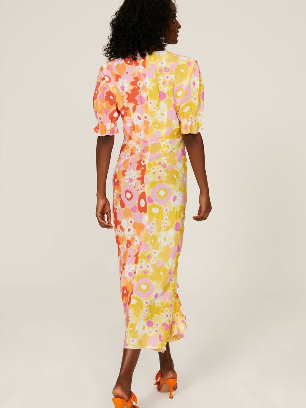 ✨RIXO | Ariel Colorblock Floral Retro Ruffle Maxi Sun Dress | Sz S - Picture 4 of 13
